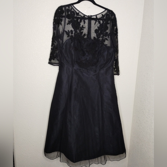 EShakti Wayward Fancies Black Floral Embellished Illusion Tulle & Dupioni Dress - Picture 2 of 10